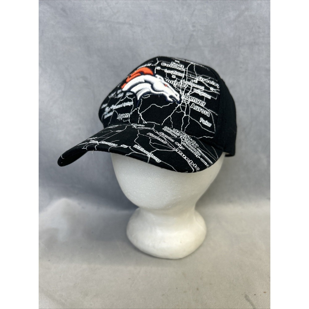 Denver Broncos Hat‎ Map Colorado Black Team Apparel Strapback Cap  Rare One Size